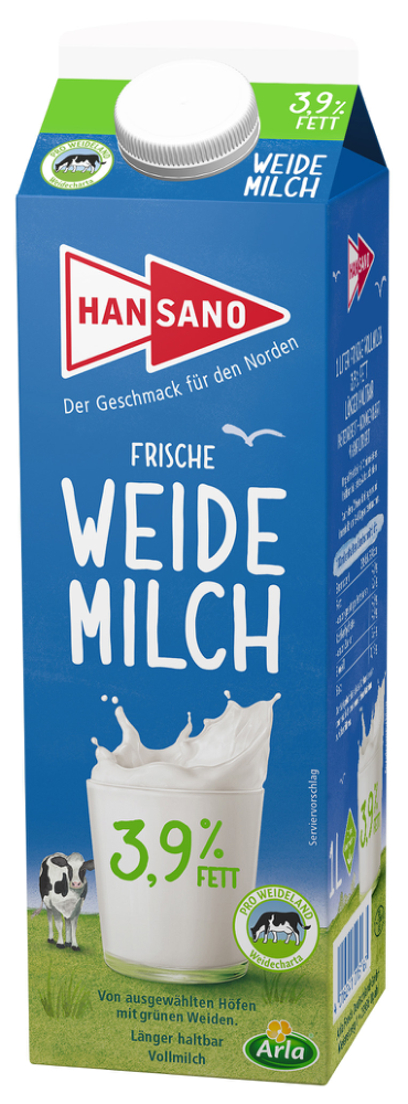 Hansano Frische Weidemilch 3,9% 1l